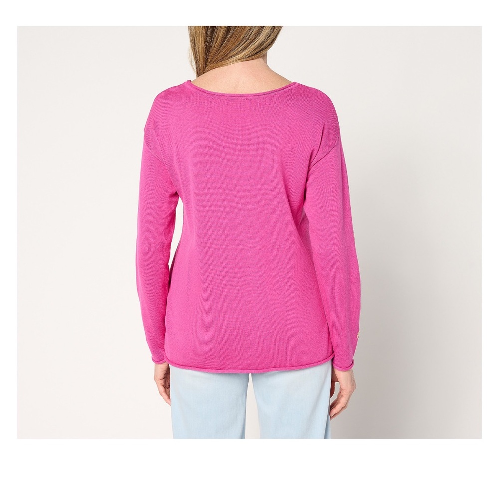 Belle by Kim Gravel Pink and Gold Palm Sweatshirt - Picture 2 of 5